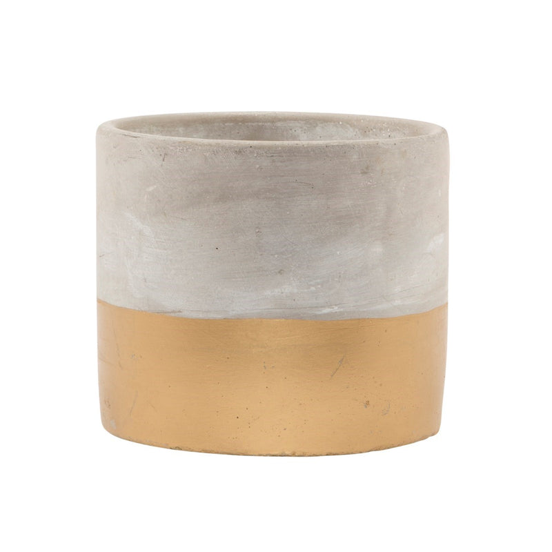 Two Tone Soft Gold and Grey Cement Planter