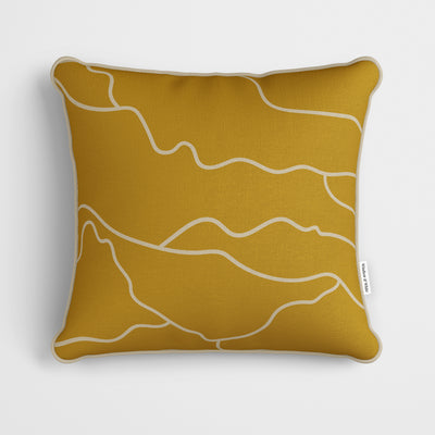 Yellow Gold Soft Lines Cushion - Handmade Homeware, Made in Britain - Windsor and White
