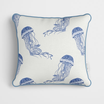 Painted Jellyfish Cushion - Handmade Homeware, Made in Britain - Windsor and White