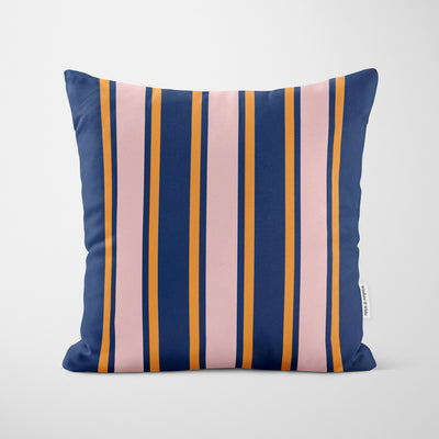Amber Wide Regimental Stripe Cushion - Handmade Homeware, Made in Britain - Windsor and White