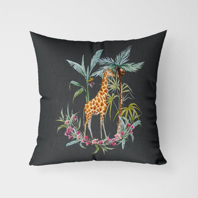 Painted Giraffe Print Water Resistant Garden Outdoor Cushion - Handmade Homeware, Made in Britain - Windsor and White