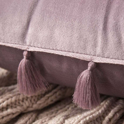 Royal Purple Velvet Tassle Cushion - Handmade Homeware, Made in Britain - Windsor and White