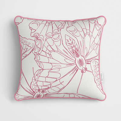 Pink Butterfly Outline Cushion - Handmade Homeware, Made in Britain - Windsor and White