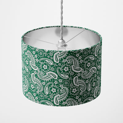 Forest Green Floral Paisley Lampshade - Handmade Homeware, Made in Britain - Windsor and White