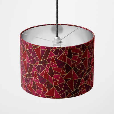 Red Geometric Tile Lampshade - Handmade Homeware, Made in Britain - Windsor and White