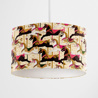 Gold Carousel Horses Lampshade - Handmade Homeware, Made in Britain - Windsor and White