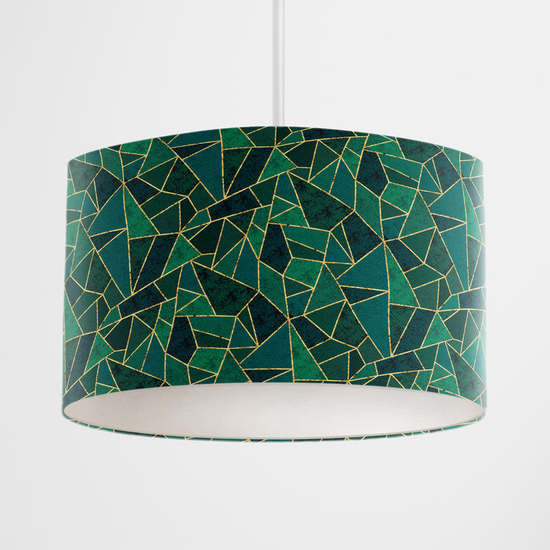 Green Geometric Tile Lampshade - Handmade Homeware, Made in Britain - Windsor and White