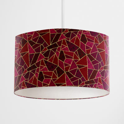 Red Geometric Tile Lampshade - Handmade Homeware, Made in Britain - Windsor and White