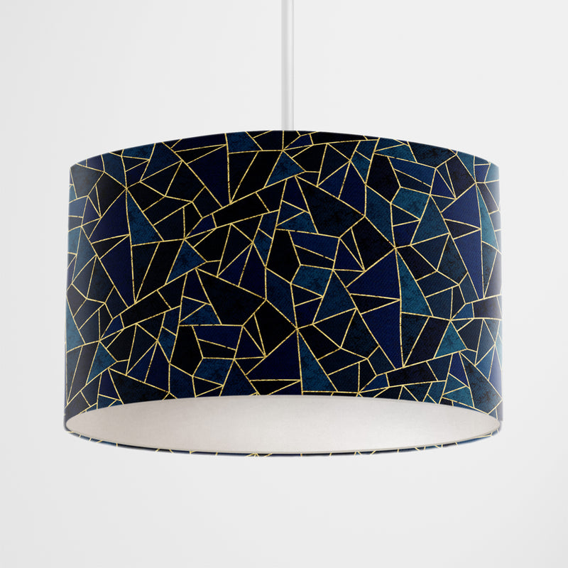 Blue Geometric Tile Lampshade - Handmade Homeware, Made in Britain - Windsor and White