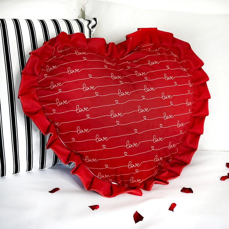 Personalised Couples Initials Heart Cushion Red