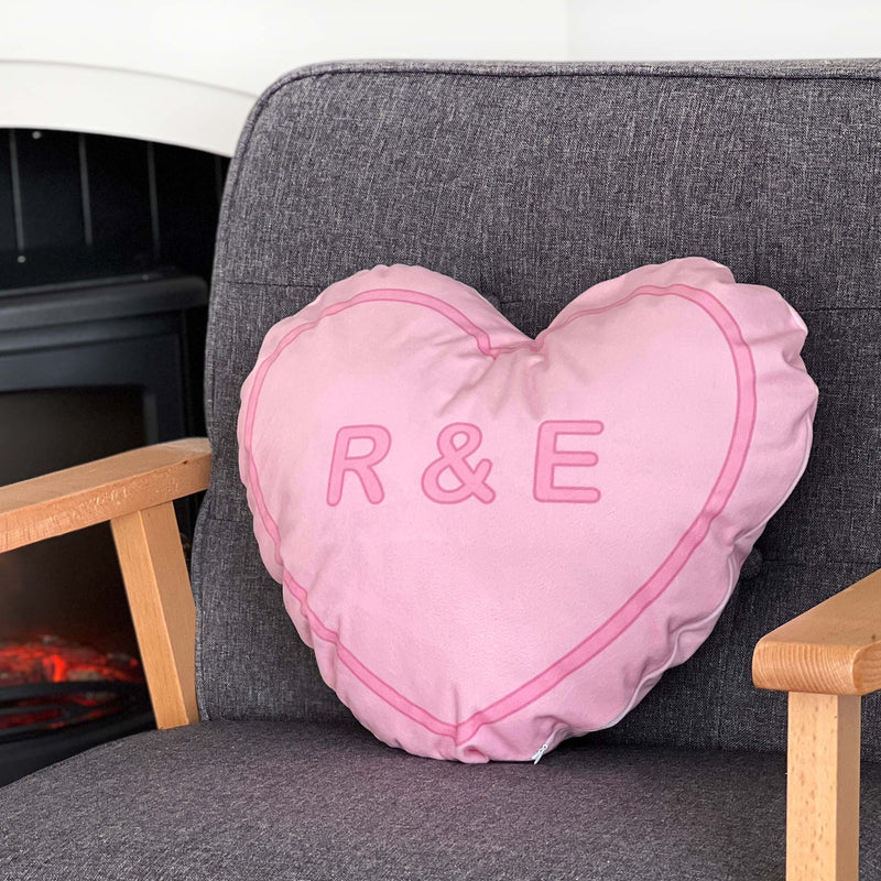 Personalised Love Heart Sweetie Cushion Be Mine Blue