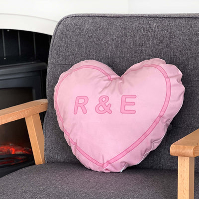 Personalised Love Heart Sweetie Cushion Best Pal Pink