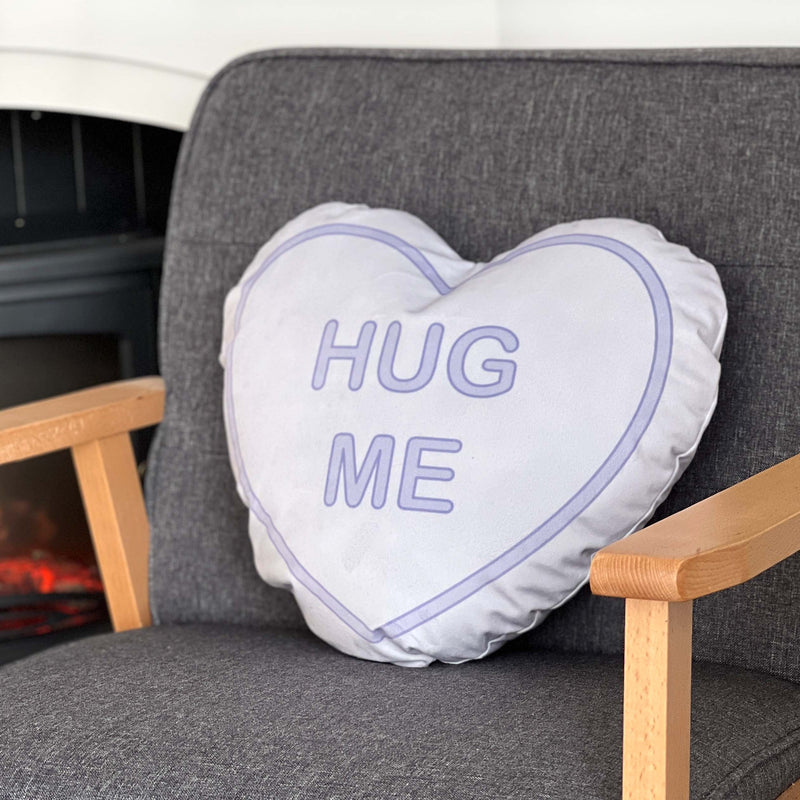Personalised Love Heart Sweetie Cushion Hug Me Lilac