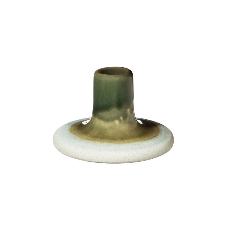 Green Glaze Ceramic Candlestick Holder