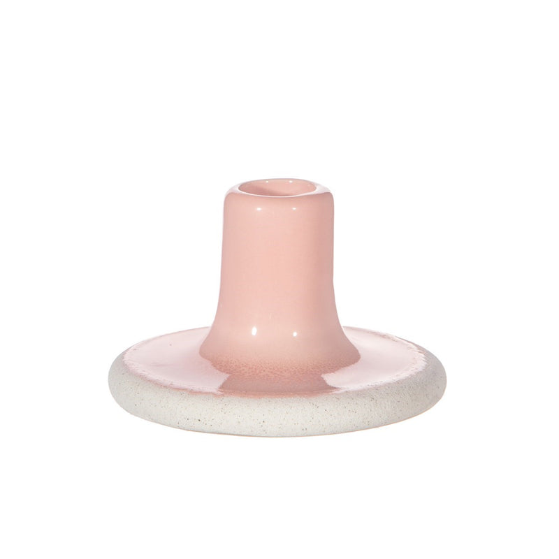 Soft Pink Glaze Ceramic Candlestick Holder