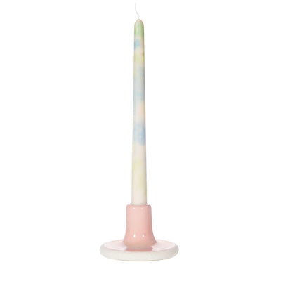 Soft Pink Glaze Ceramic Candlestick Holder