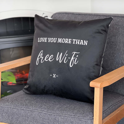 Personalised Love You More Than Cushion Black