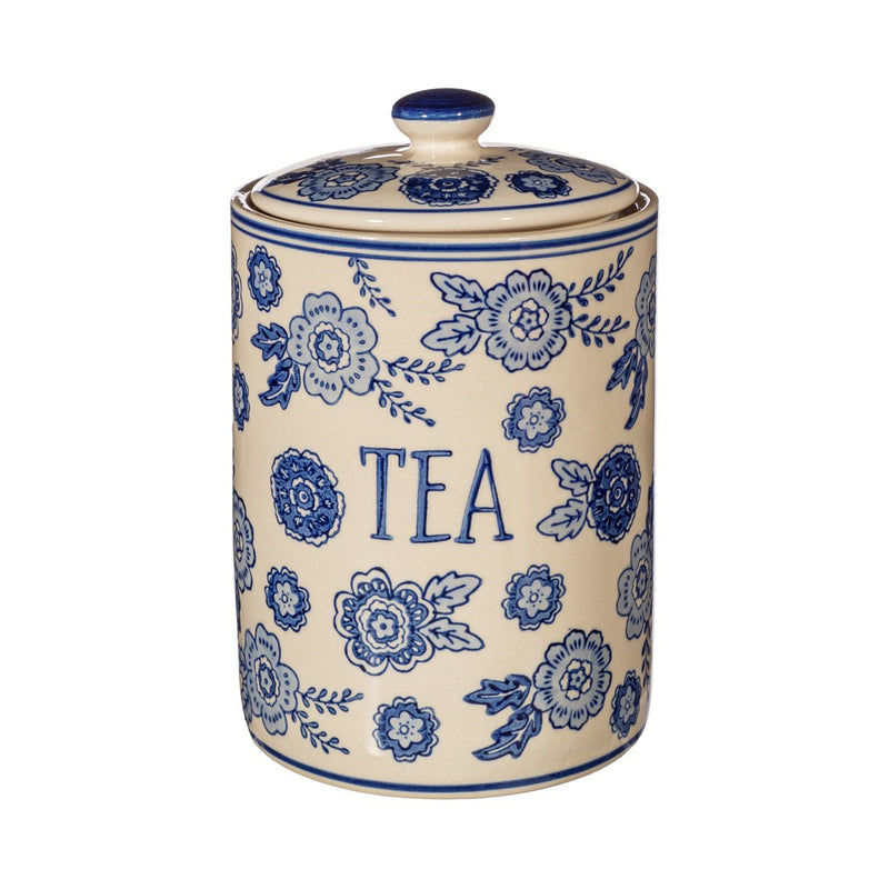 Blue & White Floral Tea Kitchen Storage Jar
