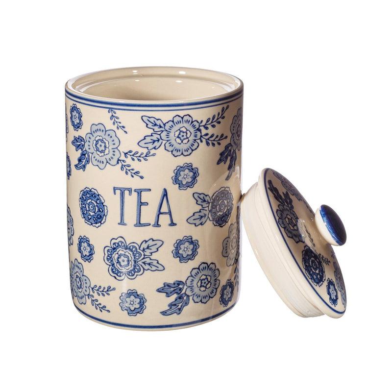 Blue & White Floral Tea Kitchen Storage Jar