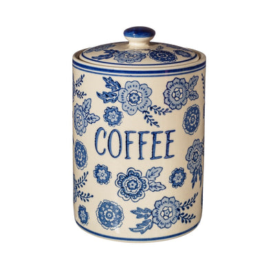 Blue & White Floral Coffee Kitchen Storage Jar