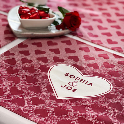 Personalised Couples Names Love Heart Place Mat Red