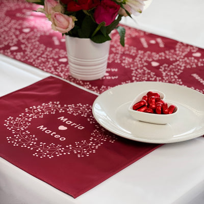 Personalised Ditsy Heart Place Mat Red