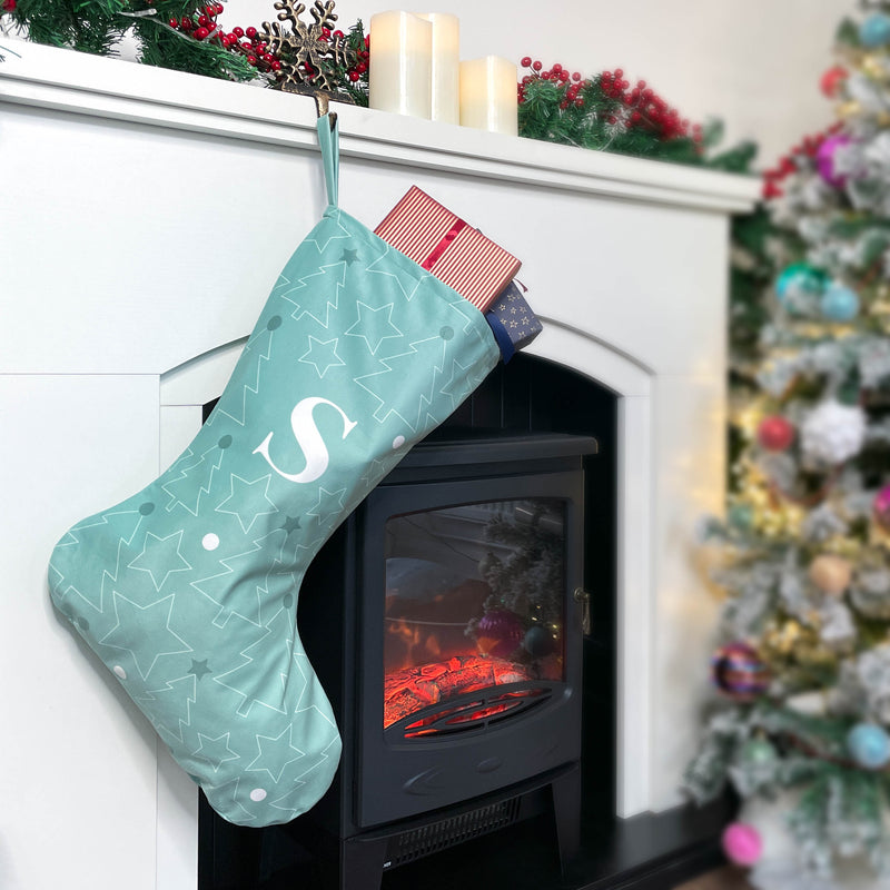 Personalised Christmas Stocking Green Star and Tree