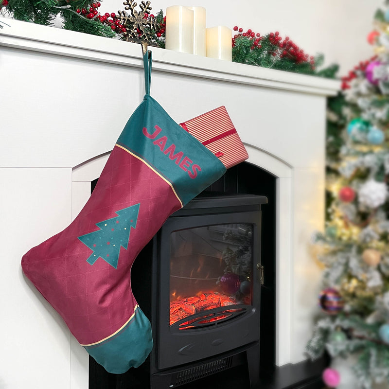 Personalised Christmas Stocking Jewel Tone Red