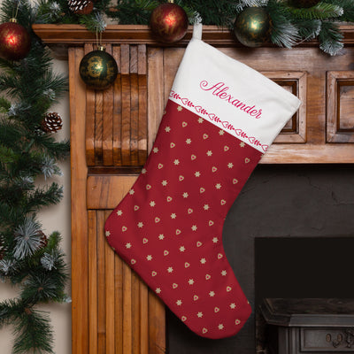 Personalised Christmas Stocking Red Star Heart