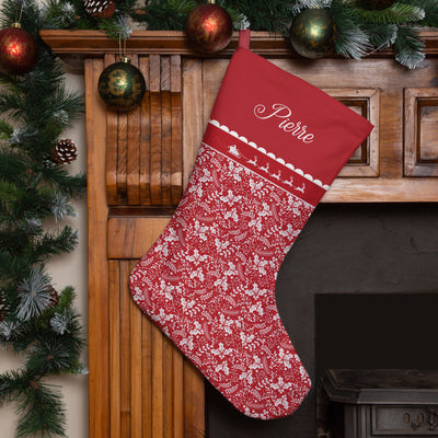 Personalised Christmas Stocking Red Holly