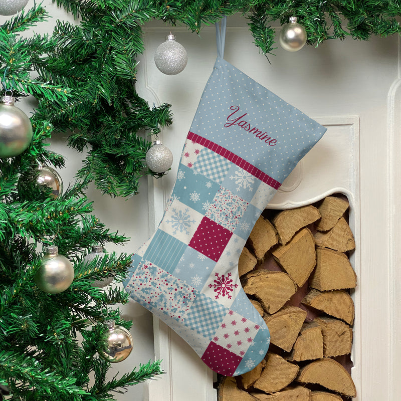 Personalised Christmas Stocking Patchwork Squares
