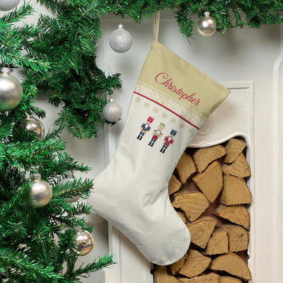 Personalised Christmas Stocking Gold Nutcracker