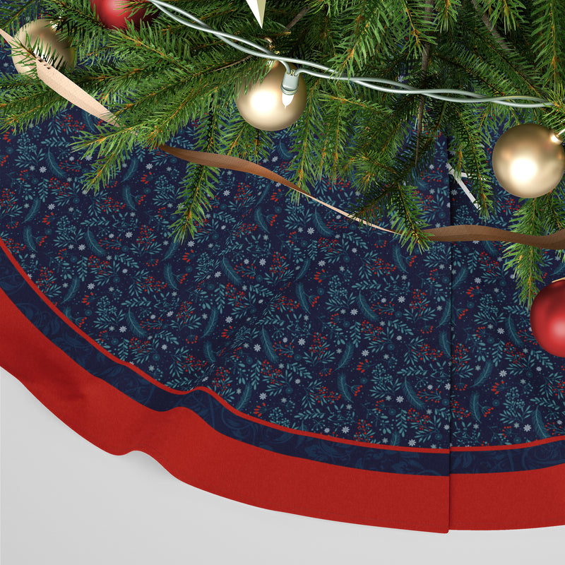 Personalised Christmas Tree Skirt - 12 Days of Christmas in Dark Blue