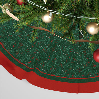 Personalised Christmas Tree Skirt - 12 Days of Christmas in Dark Green