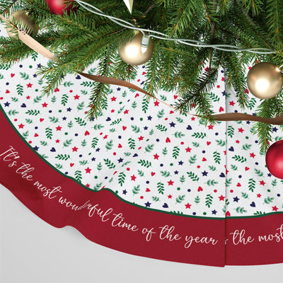Personalised Christmas Tree Skirt - Red Gingerbread Houses