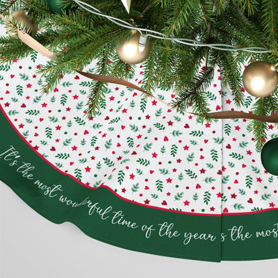 Personalised Christmas Tree Skirt - Green Gingerbread Houses