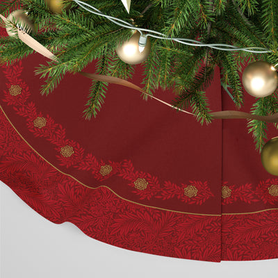 William Morris Print Personalised Christmas Tree Skirt - Larkspur Red