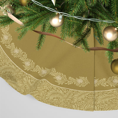 William Morris Print Personalised Christmas Tree Skirt - Larkspur Gold
