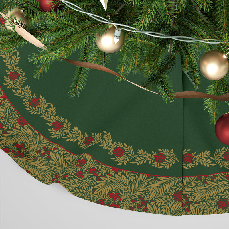 William Morris Print Personalised Christmas Tree Skirt - Larkspur Green Multi