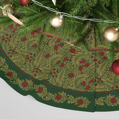 William Morris Print Personalised Christmas Tree Skirt - Larkspur Green Multi