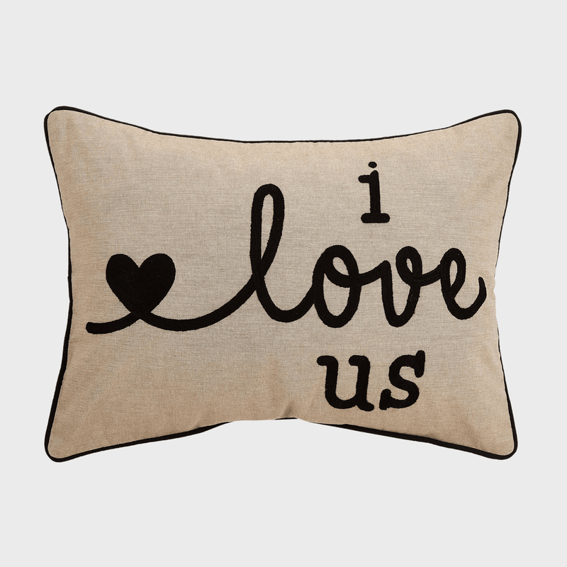 I Love Us Embroidered Canvas Cushion