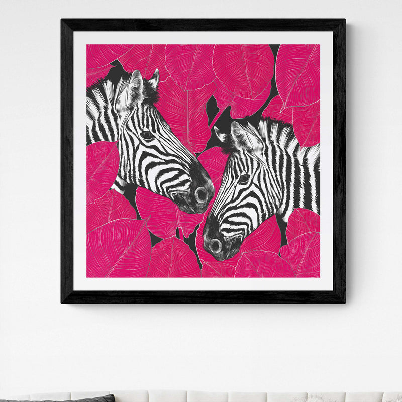 Pink Zebra Square Wall Art