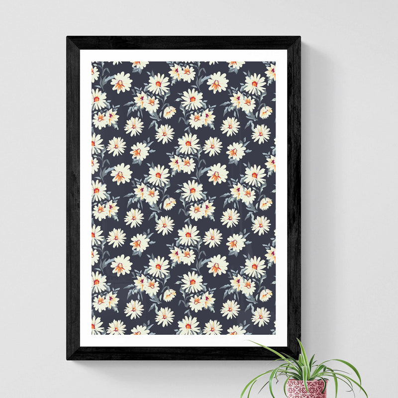 Navy Wall Daisies Art