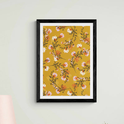Yellow Asian Floral Wall Art