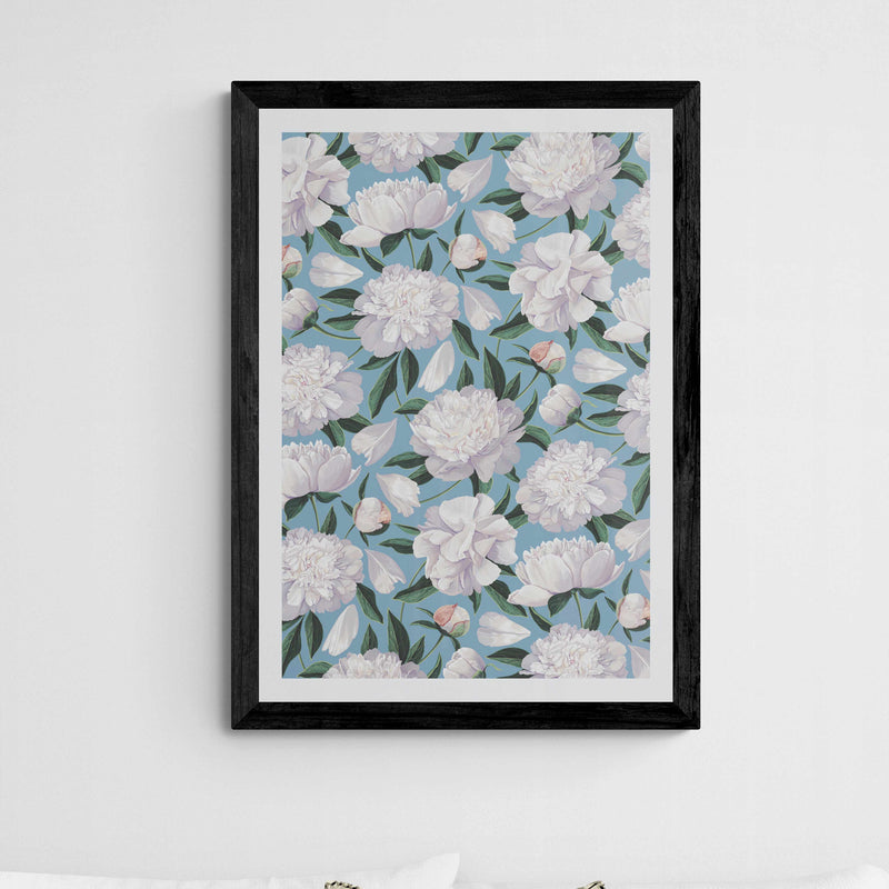 Mid Blue Peony Wall Art