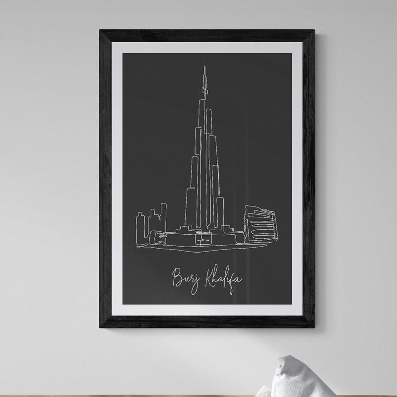 Landmarks Burj Khalifa Black Wall Art