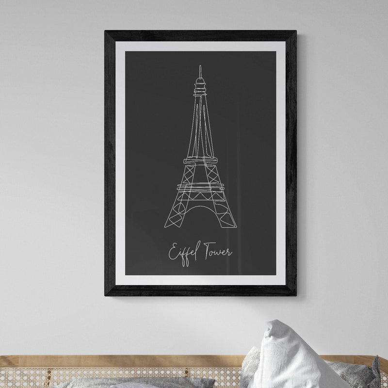 Landmarks Eiffel Tower Black Wall Art