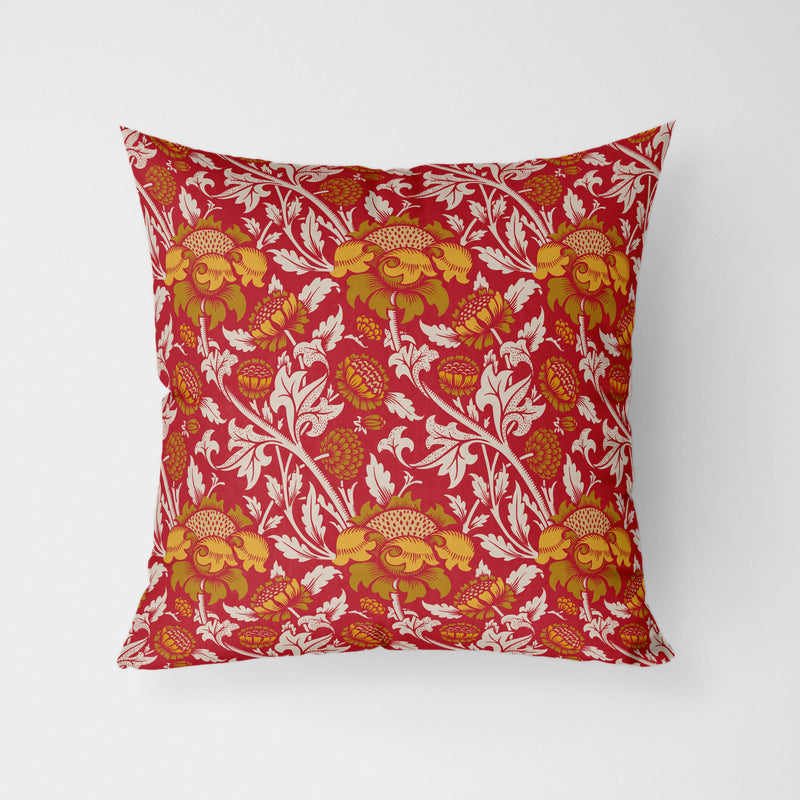 William Morris Mixed Sunflowers Red Water Resistant Garden Outdoor Cushion