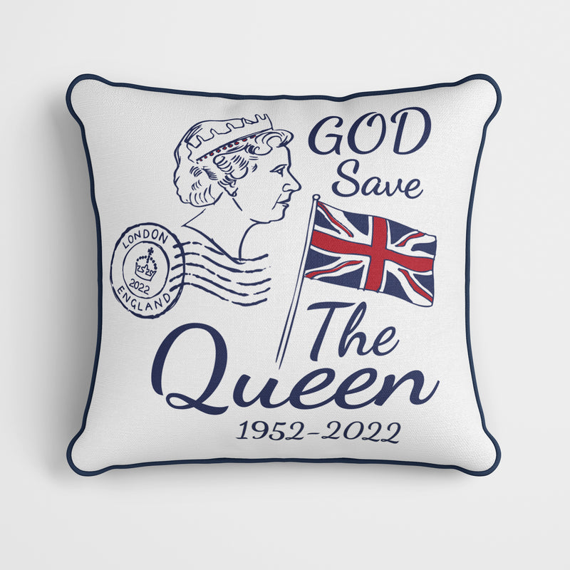 Platinum Jubilee Tea Party Blue & Red Cushion