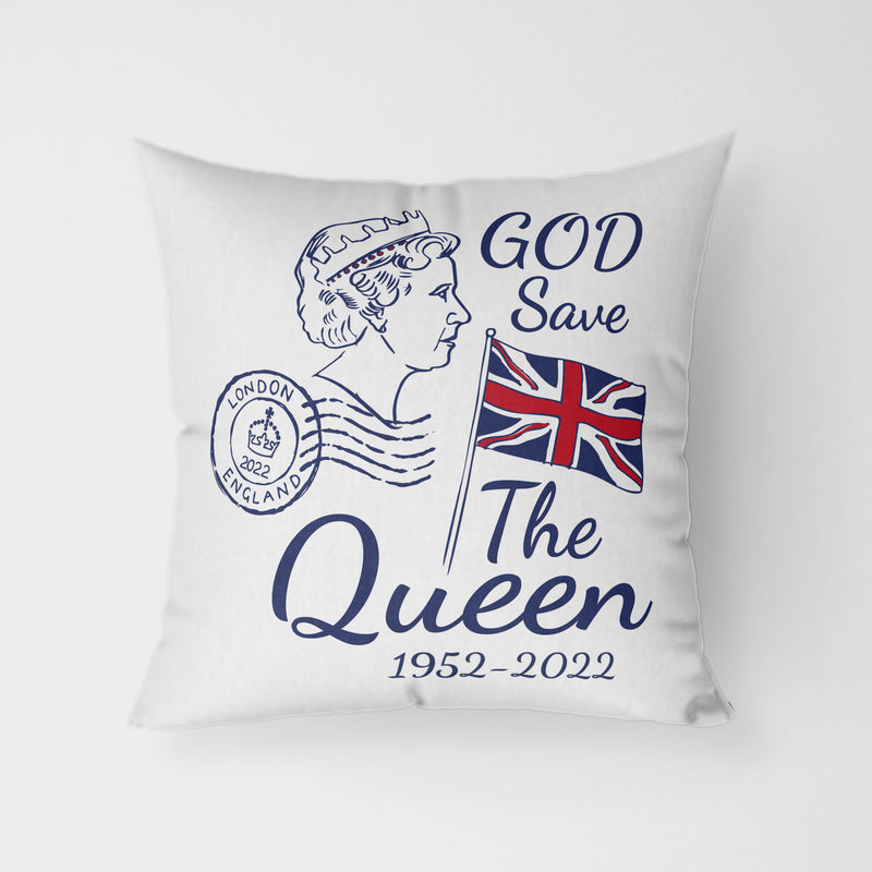 Platinum Jubilee Tea Party Blue & Red Water Resistant Garden Outdoor Cushion